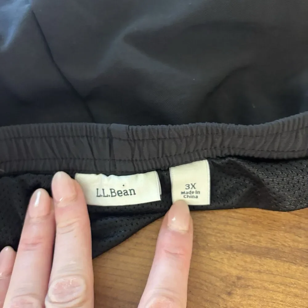 L.L. Bean Mens 3X Black Swim Trunks With Pockets Pull On Beach